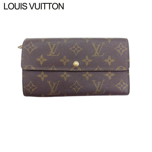 LOUIS VUITTON Long Wallet Purse M61724 Brown beige gold Pochette Porto MonÃ©credi