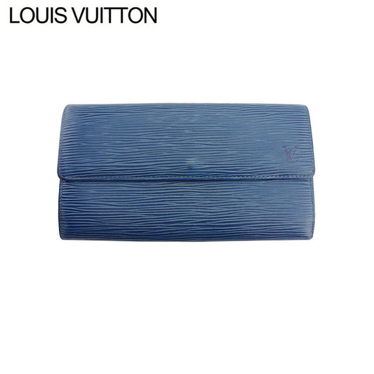 LOUIS VUITTON Long Wallet Purse M63575 Blue gold Pochette Porto MonÃ©credi