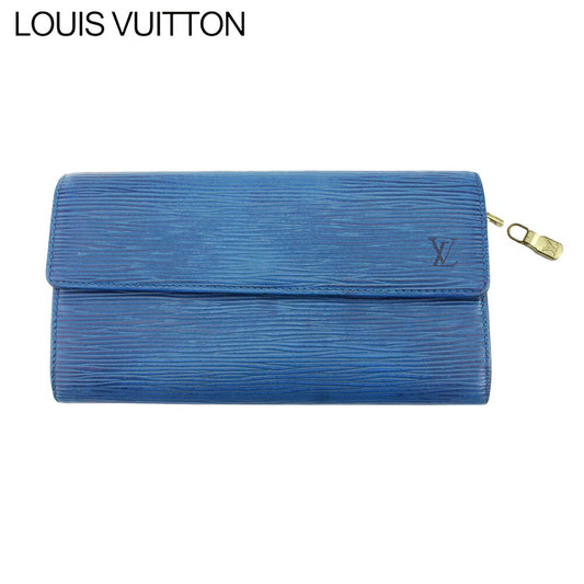 LOUIS VUITTON Long Wallet Purse M63575 blue Pochette Porto MonÃ©credi