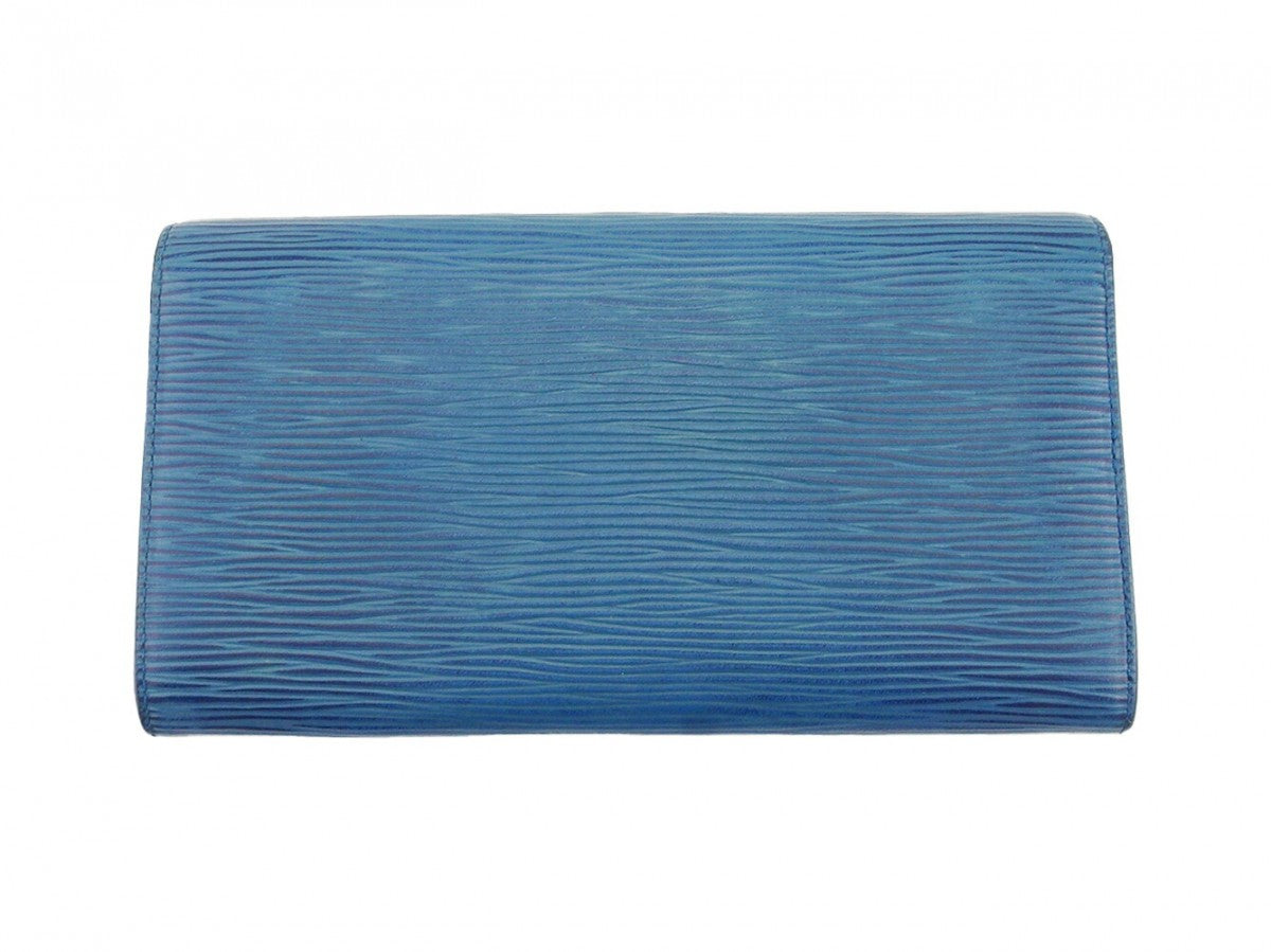LOUIS VUITTON Long Wallet Purse M63575 blue Pochette Porto MonÃ©credi