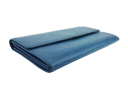 LOUIS VUITTON Long Wallet Purse M63575 blue Pochette Porto MonÃ©credi
