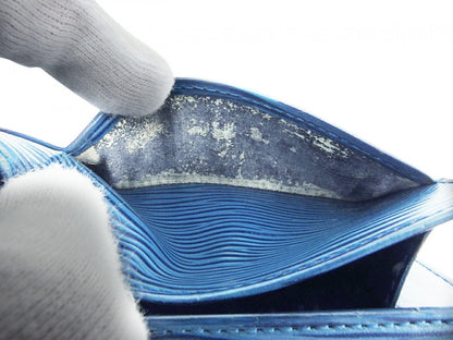 LOUIS VUITTON Long Wallet Purse M63575 blue Pochette Porto MonÃ©credi