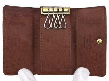 LOUIS VUITTON Key case Key holder Dark brown x beige Multicles4