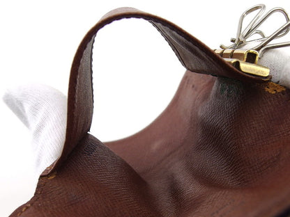 LOUIS VUITTON Key case Key holder Dark brown x beige Multicles4
