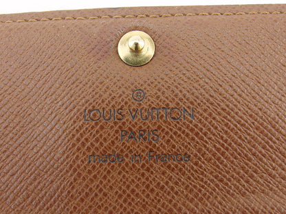 LOUIS VUITTON Key case Key holder Dark brown x beige Multicles4