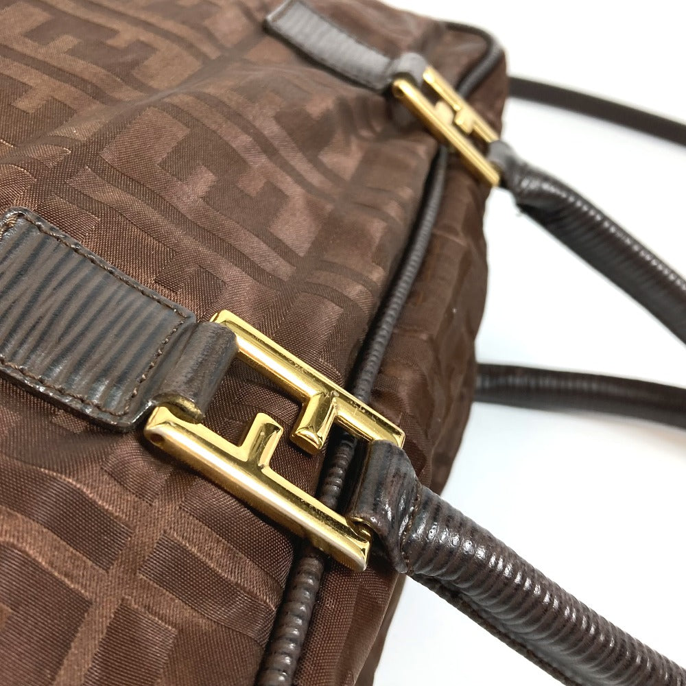 FENDI Tote Bag Nylon / leather Brown Zucca FF pattern