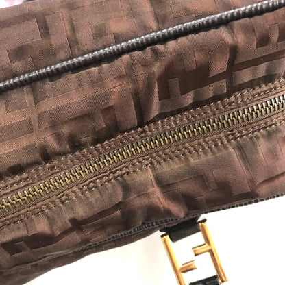 FENDI Tote Bag Nylon / leather Brown Zucca FF pattern