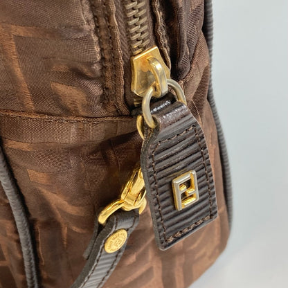 FENDI Tote Bag Nylon / leather Brown Zucca FF pattern