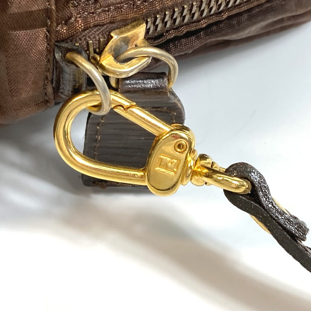 FENDI Tote Bag Nylon / leather Brown Zucca FF pattern