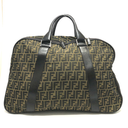 FENDI Boston Duffel bag Nylon / leather khaki Zucca FF logo mens(Unisex) Used Authentic