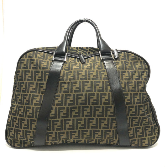 FENDI Boston Duffel bag Nylon / leather khaki Zucca FF logo mens(Unisex) Used Authentic