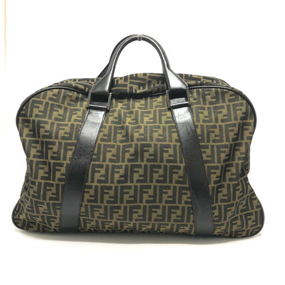 FENDI Boston Duffel bag Nylon / leather khaki Zucca FF logo mens(Unisex) Used Authentic