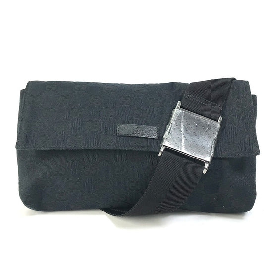 GUCCI Waist bag 146304 GG canvas / leather black GG Belt bag