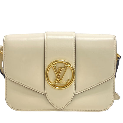 LOUIS VUITTON Shoulder Bag M55950 Calfskin Ivory LV logo Ponneuf Women Used Authentic