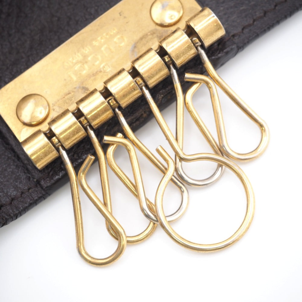 GUCCI Key case Key holder  435305 leather Brown six hooks GG Marmont unisex(Unisex) Used Authentic