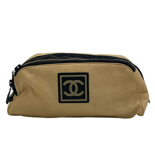 CHANEL Pouch Nylon beige COCO Mark Chanel Sport