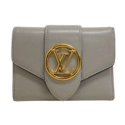 LOUIS VUITTON Tri-fold wallet M80475 leather gray Portefeuille Ponneuf