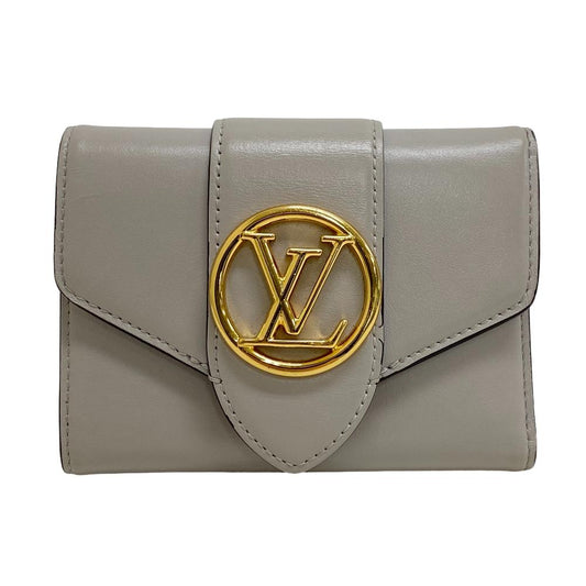 LOUIS VUITTON Tri-fold wallet M80475 leather gray Portefeuille Ponneuf
