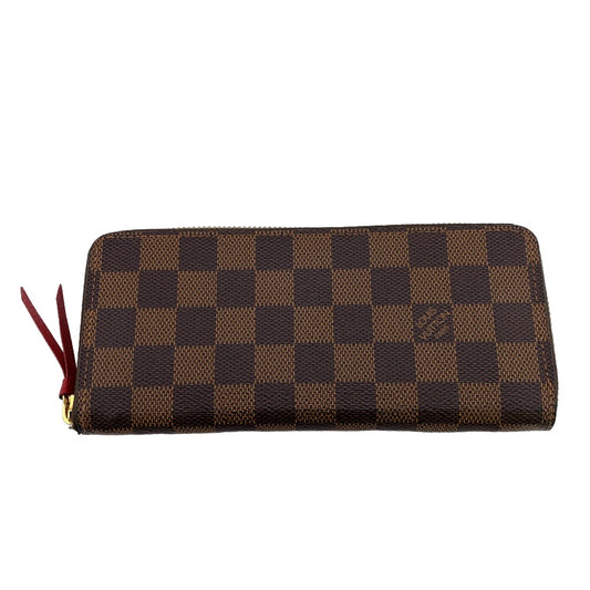 LOUIS VUITTON Long Wallet Purse N60534 leather Brown Damier Portefeuille Clemence