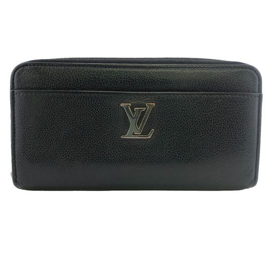 LOUIS VUITTON Long Wallet Purse M62622 leather black LV Logo Zippy Lock Me
