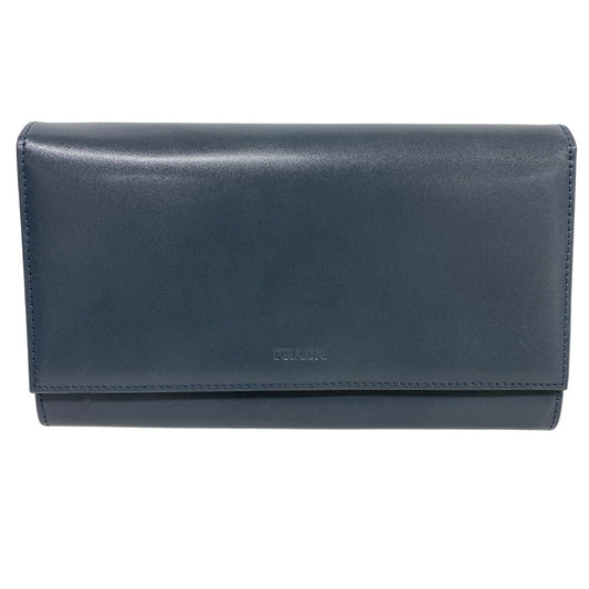PRADA Long Wallet Purse leather blue Vittero