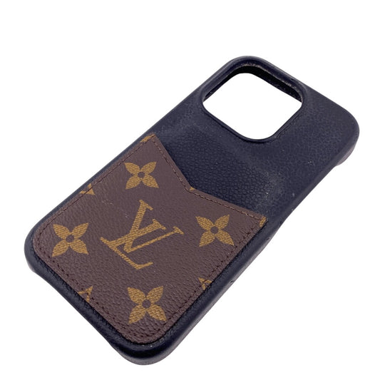 LOUIS VUITTON iPhone case M82887 leather Brown Monogram Bumper 15 PRO
