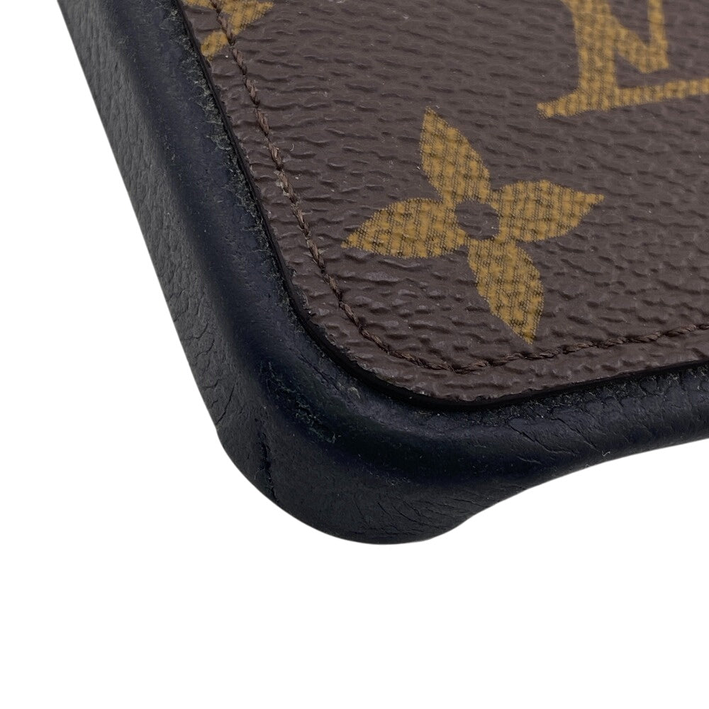LOUIS VUITTON iPhone case M82887 leather Brown Monogram Bumper 15 PRO