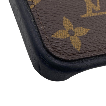 LOUIS VUITTON iPhone case M82887 leather Brown Monogram Bumper 15 PRO