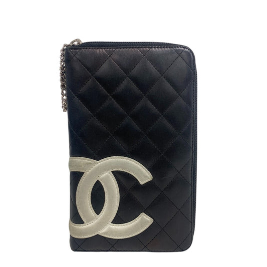 CHANEL Long Wallet Purse 12091903 leather black Cambon line COCO Mark Zippy Organizer Wallet