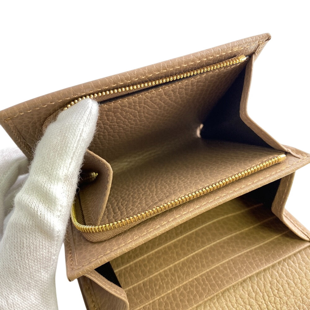 GUCCI Bifold Wallet leather beige GG Marmont