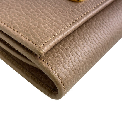 GUCCI Bifold Wallet leather beige GG Marmont