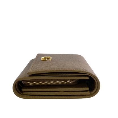 GUCCI Bifold Wallet leather beige GG Marmont
