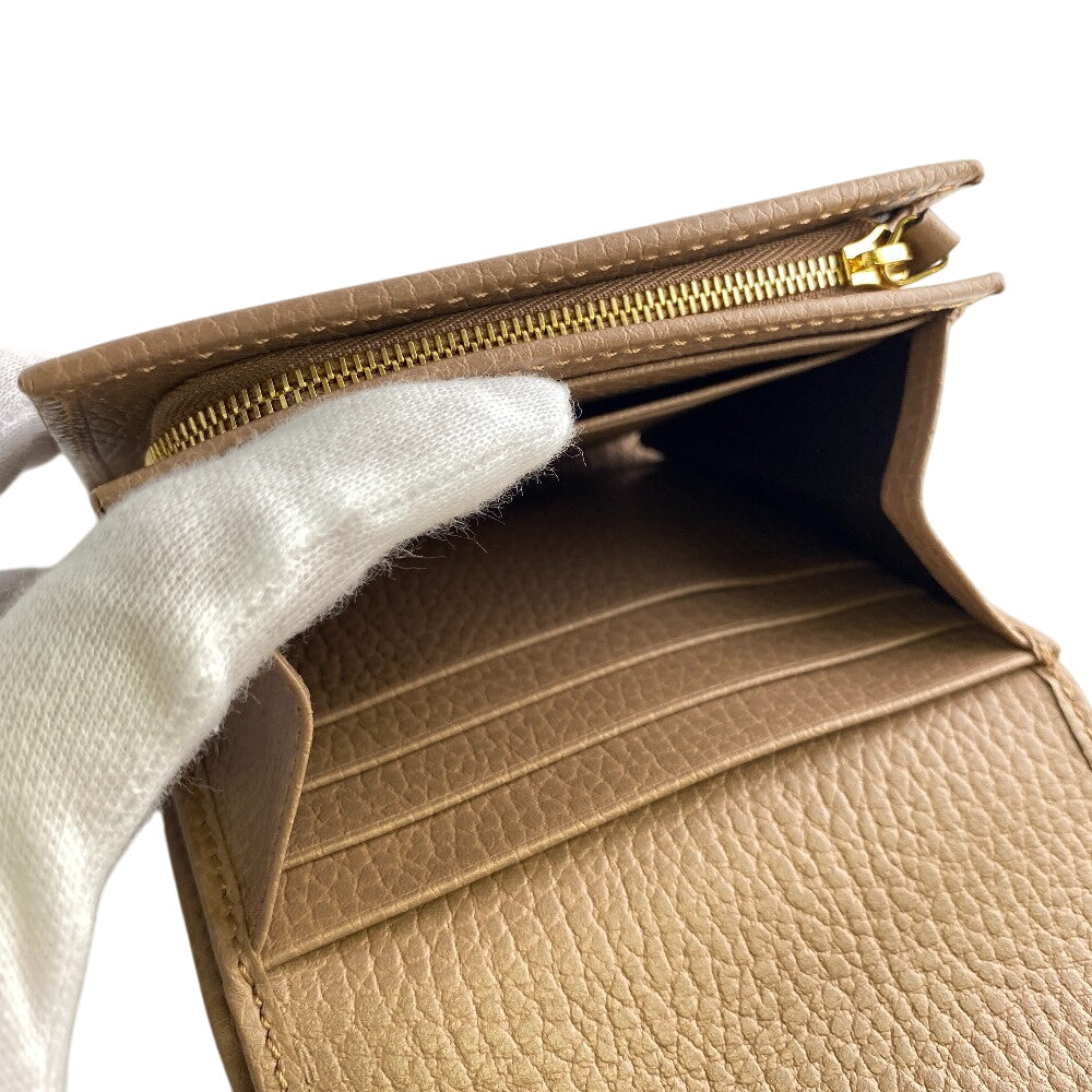 GUCCI Bifold Wallet leather beige GG Marmont