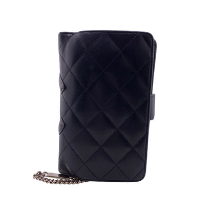 CHANEL Bifold Wallet leather black Cambon