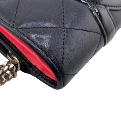CHANEL Bifold Wallet leather black Cambon