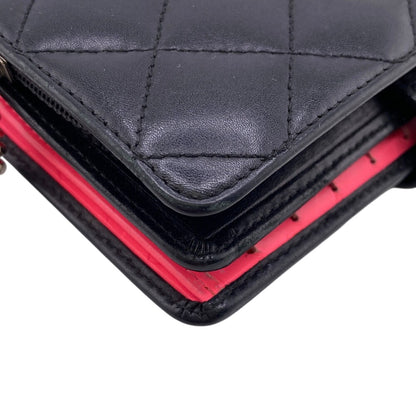 CHANEL Bifold Wallet leather black Cambon