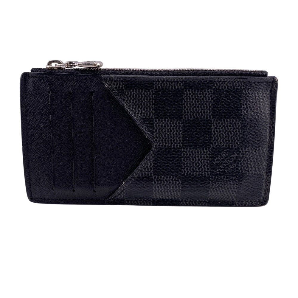 LOUIS VUITTON Coin case N64038 leather black Damier Grafitte Coin card holder