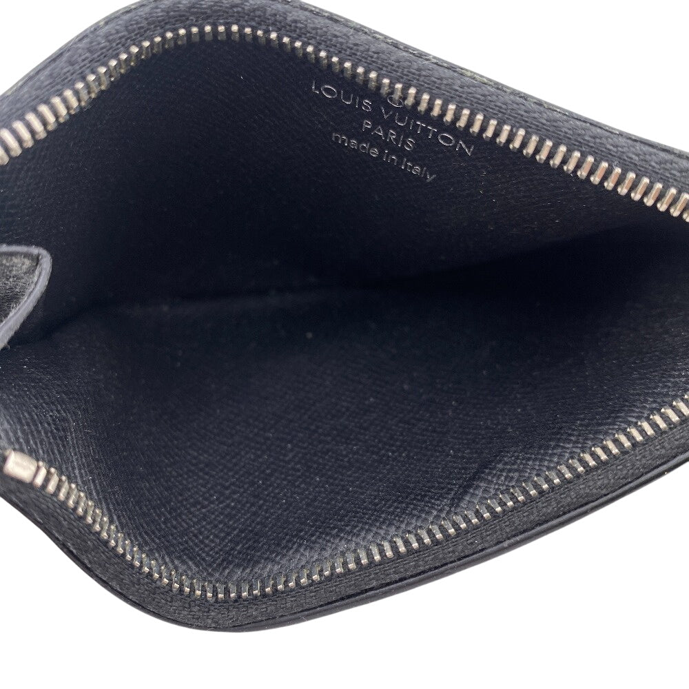 LOUIS VUITTON Coin case N64038 leather black Damier Grafitte Coin card holder