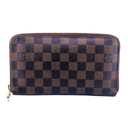 LOUIS VUITTON Long Wallet Purse N60003 leather Brown Damier Zippy Organizer