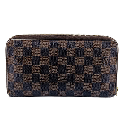 LOUIS VUITTON Long Wallet Purse N60003 leather Brown Damier Zippy Organizer
