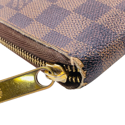 LOUIS VUITTON Long Wallet Purse N60003 leather Brown Damier Zippy Organizer