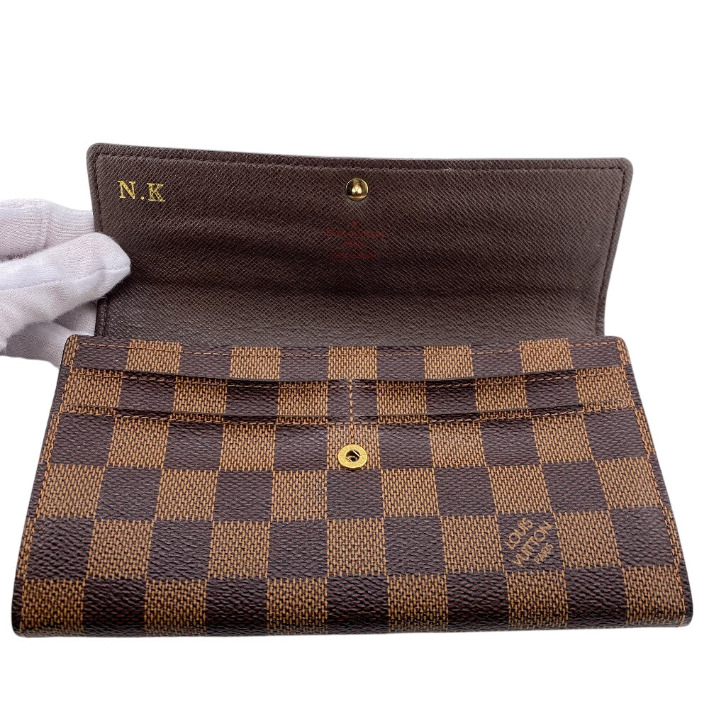 LOUIS VUITTON Long Wallet Purse N61734 Damier Brown Damier Sara