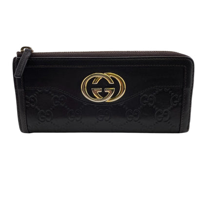 GUCCI Long Wallet Purse 306589 leather Brown Guccisima