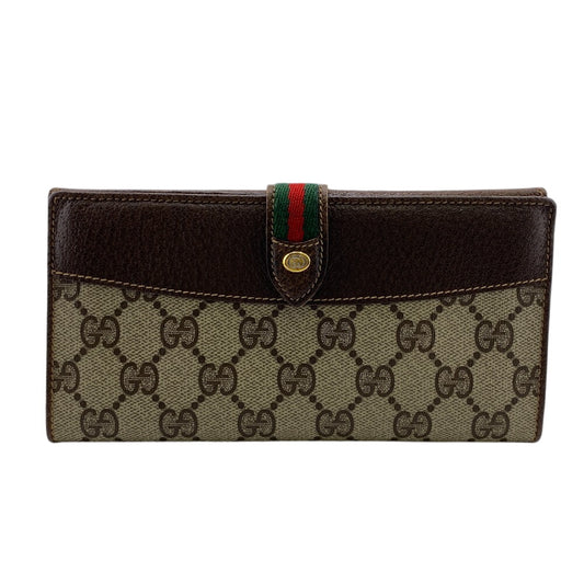 GUCCI Long Wallet Purse 64 PVC, Leather Brown Sherry