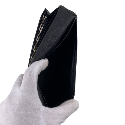LOUIS VUITTON Long Wallet Purse leather black Taiga ardwards Portefeuille Braza