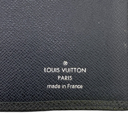 LOUIS VUITTON Long Wallet Purse leather black Taiga ardwards Portefeuille Braza