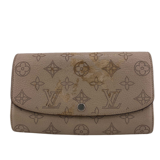 LOUIS VUITTON Long Wallet Purse M60144 leather beige Monogram Mahina Portefeuille Iris