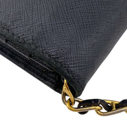 PRADA Long Wallet Purse 1MT290 leather black Safiano Chain wallet