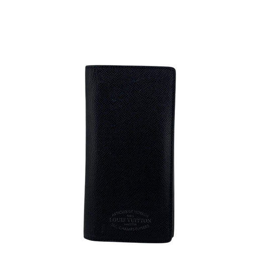 LOUIS VUITTON Long Wallet Purse M30385 leather black Taiga Portefeuille Plaza
