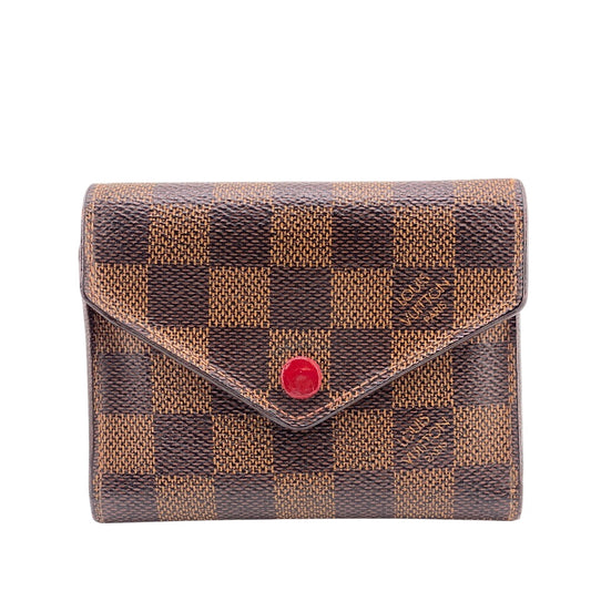 LOUIS VUITTON Bifold Wallet N41659 Damier, Leather Brown Damier Portefeuille Victorine